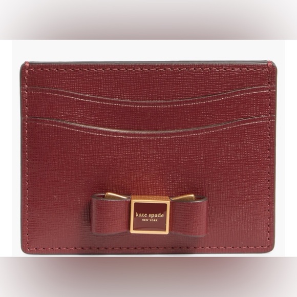 kate spade Accessories - Kate Spade Morgan Embellished Bow Autumnal Red Card Case